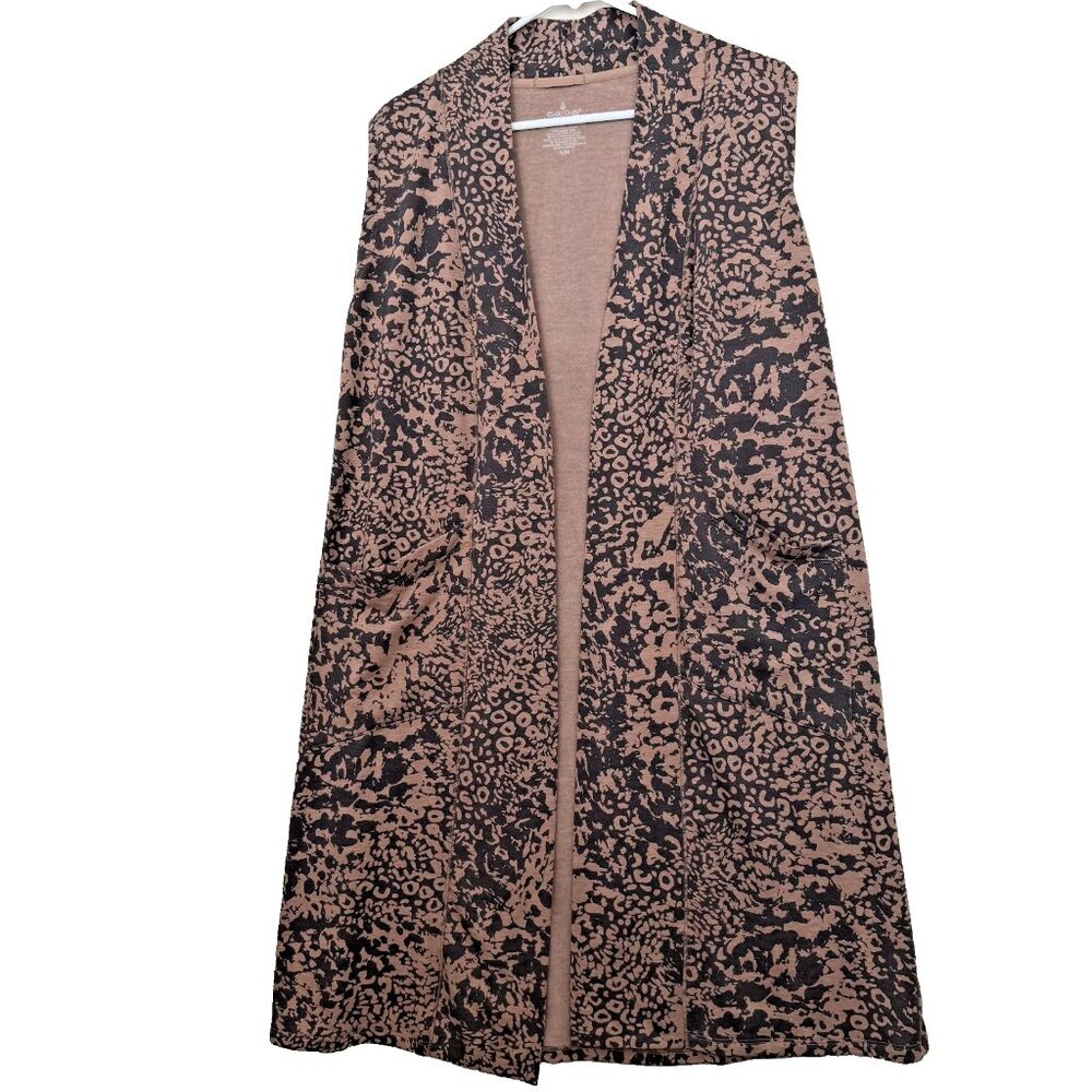 Cuddl Duds Womens Longline Animal Print Vest Size S/M Open Front Layer Lagenlook